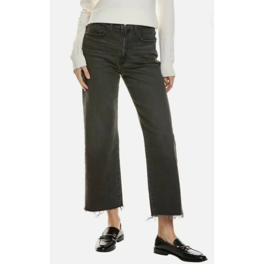 FRAME Le Jane Crop High Rise Straight Leg Jeans Obsidian Charcoal Black 30
